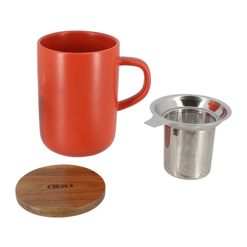 OGO Living Tasse inkl. Filter und Akaziendeckel - Paprikarot