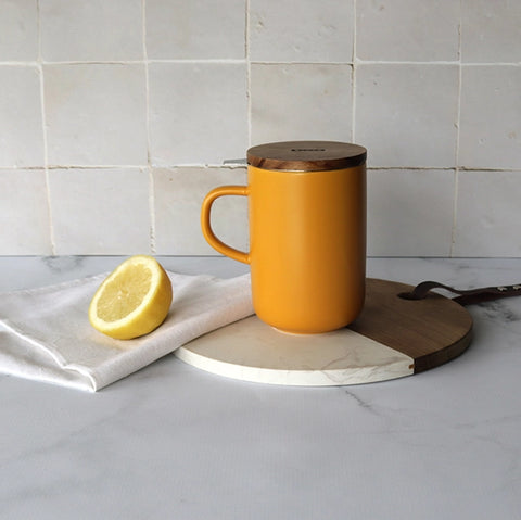 OGO Living Tasse inkl. Filter und Akaziendeckel - Sonnengelb