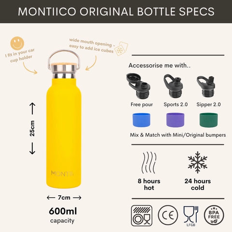 Thermosflasche Montiico 600ml - Zitronengelb