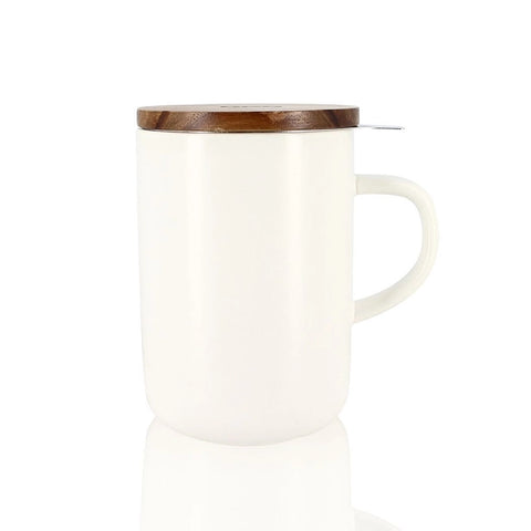 OGO Living Tasse inkl. Filter und Akaziendeckel - Wolkenweiß