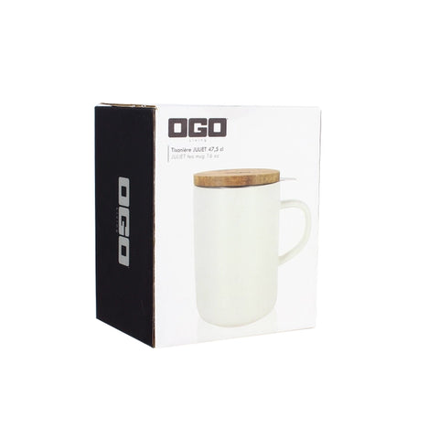 OGO Living Tasse inkl. Filter und Akaziendeckel - Wolkenweiß