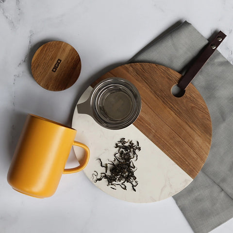 OGO Living Tasse inkl. Filter und Akaziendeckel - Sonnengelb