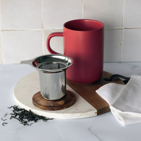 OGO Living Tasse inkl. Filter und Akaziendeckel - Weinrot