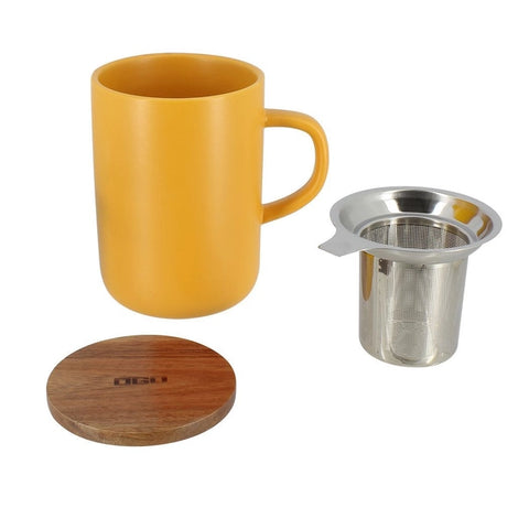 OGO Living Tasse inkl. Filter und Akaziendeckel - Sonnengelb
