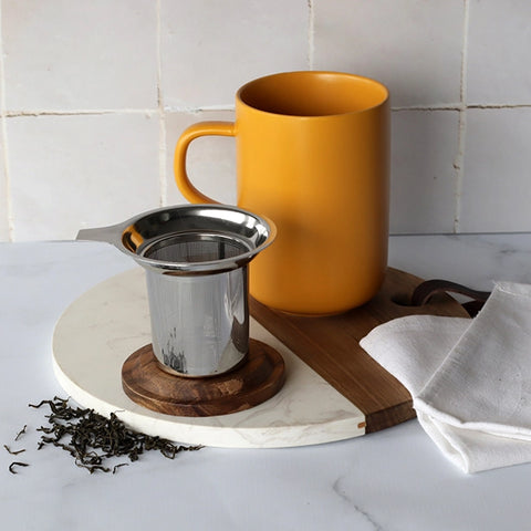 OGO Living Tasse inkl. Filter und Akaziendeckel - Sonnengelb