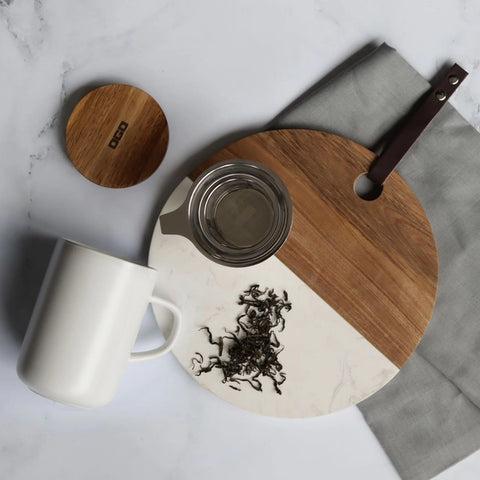 OGO Living Tasse inkl. Filter und Akaziendeckel - Wolkenweiß