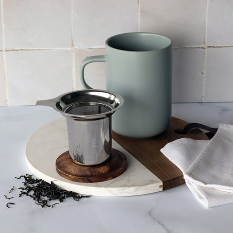 OGO Living Tasse inkl. Filter und Akaziendeckel - Perlenblau